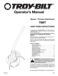 Troy-Bilt TBBT User's Manual