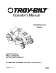 Troy-Bilt Automatic Lawn Tractor User's Manual