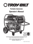 Troy-Bilt 6250 Watt Portable Generator User's Manual