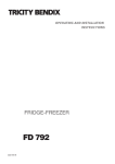 Tricity Bendix FD 792 User's Manual