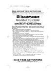 Toastmaster 7093X User's Manual