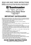 Toastmaster 1770U User's Manual