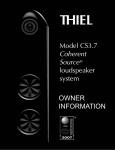 Thiel Audio Products CS3.7 User's Manual