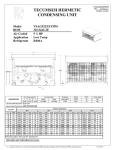 Tecumseh VSAG522ZXTHM Performance Data Sheet