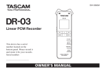 Tascam DR-03 User's Manual