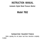 Sunbeam Blood Pressure Monitor 7652 User's Manual