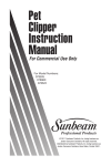 Sunbeam 078505-101-000 Instruction Manual