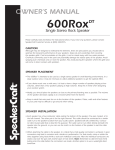 SpeakerCraft 600 User's Manual