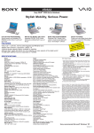 Sony PCG-V505AX Marketing Specifications
