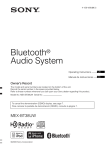 Sony MEX-BT38UW Operating Instructions