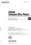 Sony CDX-GT72W Operating Instructions