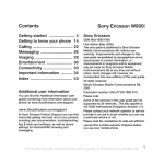 Sony Ericsson W800i Operating Instructions