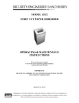 SEM Strip Cut Paper Shredder 135/2 User's Manual
