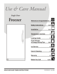 Sears Freezer Single-Door User's Manual