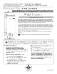 Rheem Professional Prestige Series: High Efficiency Condensing Power Direct Vent Use & Care Manual