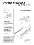 ProForm Pro-Form 610 RT User's Manual