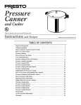 Presto Pressure Canner and Cooker User's Manual