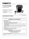 Presto Deep Fryer User's Manual