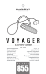 Plantronics BLUETOOTH HEADSET Voyager 855 User's Manual
