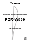 Pioneer PDR-W839 User's Manual