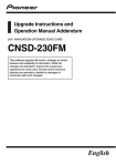 Pioneer CNSD 230 FM Upgrade Instructions and Operation Manual Addendum