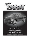 Paxton Automotive Automobile Parts 2002 Dodge Ram 1500 User's Manual