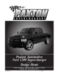 Paxton Automotive Automobile Parts 1200 User's Manual