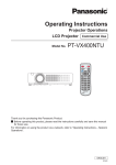 Panasonic PT-VX400NTU Operating Instructions