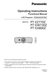 Panasonic PT-EX800ZU Operating Manual