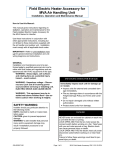 Panasonic Field Electric Heater for MVA Series Air Handler Installation Manual