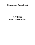 Panasonic AW-E650 Menu Information