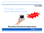 Panasonic AG-MDR15 Reference Guide