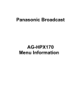 Panasonic AG-HPX170 Menu Information