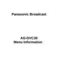 Panasonic AG-DVC30 Menu Information