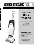 Oreck XL7705ECB User's Manual