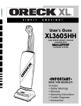 Oreck XL3605HH User's Manual