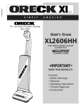 Oreck XL2606HH User's Manual