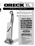 Oreck XL2600HH User's Manual