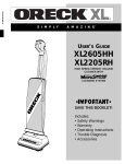 Oreck XL2205RH User's Manual