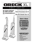 Oreck XL2000RH User's Manual