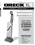 Oreck XL2000HH User's Manual