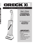 Oreck XL U2007RH User's Manual