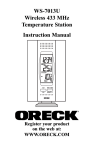 Oreck WS-7013U User's Manual