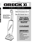 Oreck U4120H2 User's Manual