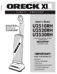 Oreck U2510RH User's Manual