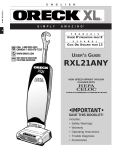 Oreck RXL21ANY User's Manual