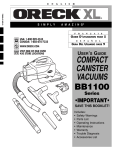 Oreck BB1100 User's Manual