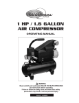 Northern Industrial Tools 1 HP / 1.6 GALLON AIR COMPRESSOR User's Manual