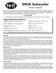 NHT SW3S User's Manual