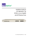 Net Optics Link Aggregator Tap 10/100 In-Line to GigaBit with SFP Monitor Ports User's Manual